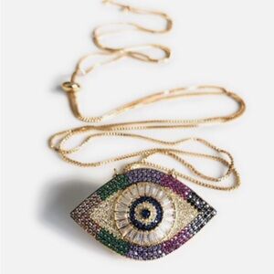 Necklace Big Evil Eye Pendant Adjustable Versatile Chain up to